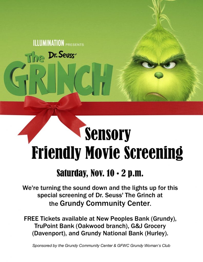 Sensory Friendly Movie Screening Flyer - The Grinch