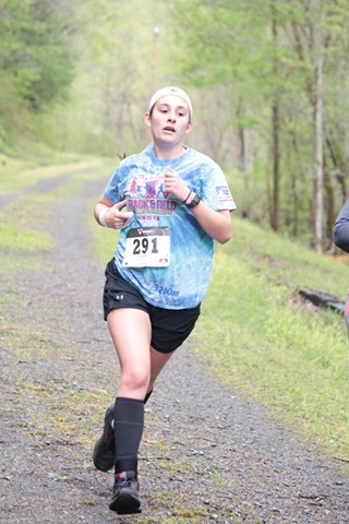 Kaitlyn Ratliff (24:53:89) completes the Buchanan County Autism Awareness 5K Walk/Run.